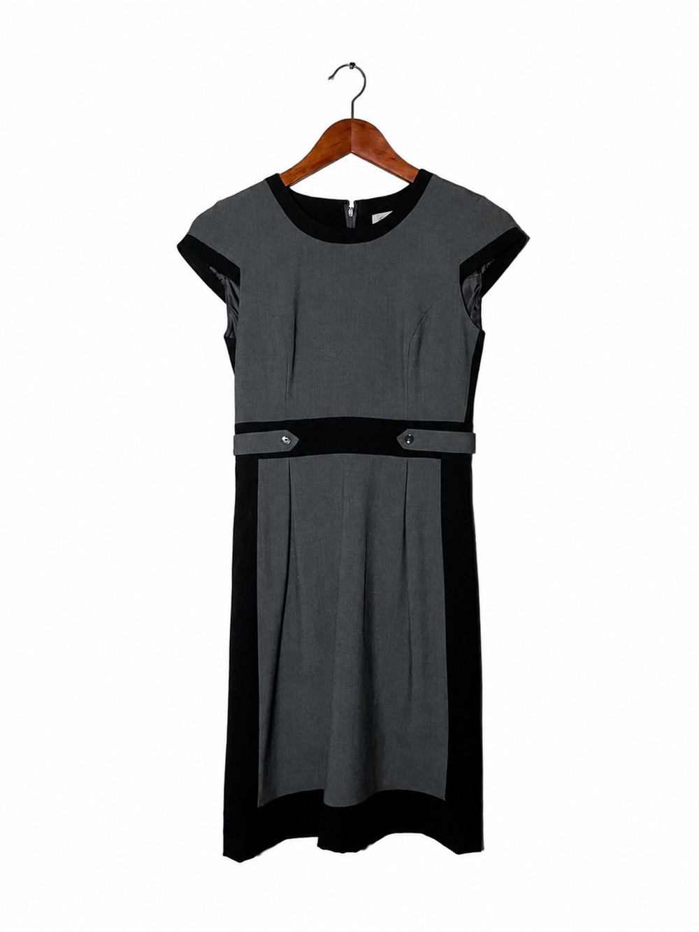 Calvin Klein Gray Black Colorblock Petite Sheath Dress